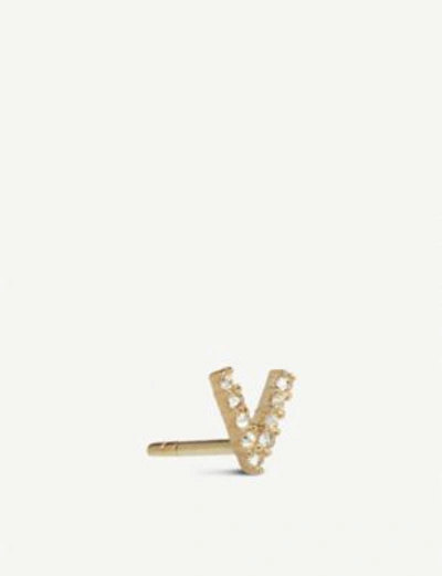 Shop Annoushka V 18ct Yellow-gold And Diamond Single Stud Earring In 18ct Yellow Gold