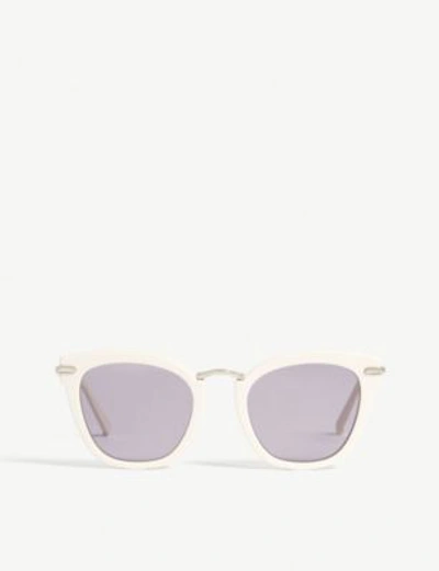 Shop Max Mara Needle Square-frame Sunglasses In Ivory