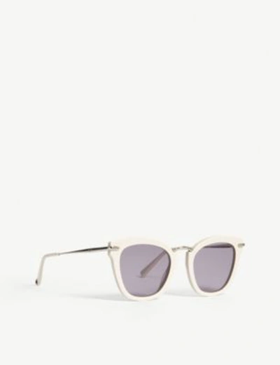 Shop Max Mara Needle Square-frame Sunglasses In Ivory