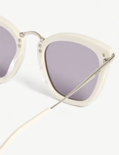 Shop Max Mara Needle Square-frame Sunglasses In Ivory