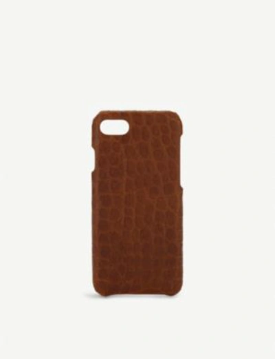 Shop The Case Factory Croc-embossed Leather Iphone 7/8 Case In Cognac