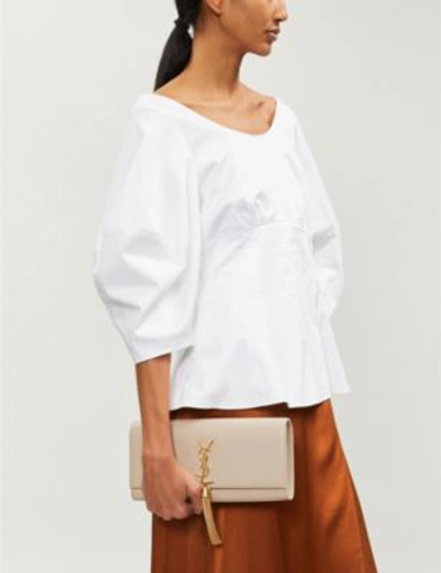 Shop Saint Laurent Ladies Light Cream Kate Leather Clutch Bag In Light Natural