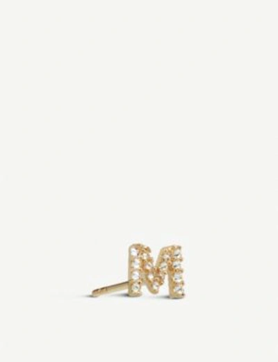 Shop Annoushka Initial M 18ct Gold And Diamond Stud Earring In 18ct Yellow Gold