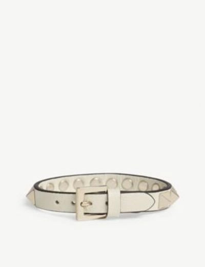 Shop Valentino Rockstud Leather Bracelet In Ivory