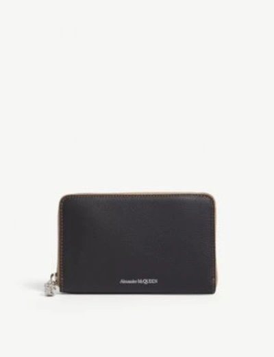 Shop Alexander Mcqueen Leather Medium Zip-around Wallet In Black