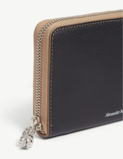 Shop Alexander Mcqueen Leather Medium Zip-around Wallet In Black