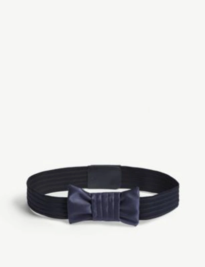 Shop Claudie Pierlot Aloa Satin Bow Elasticated Belt In Navy