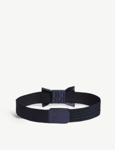 Shop Claudie Pierlot Aloa Satin Bow Elasticated Belt In Navy