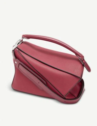 Shop Loewe Puzzle Medium Leather Shoulder Bag In Raspberry