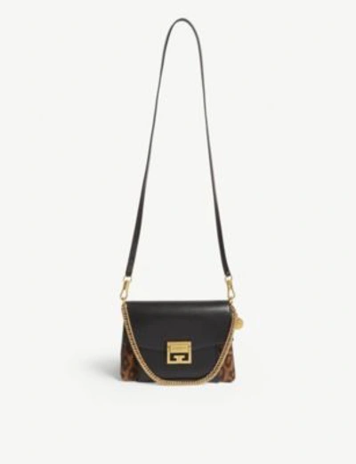 Shop Givenchy Leopard Print Gv3 Shoulder Bag In Black/chestnut