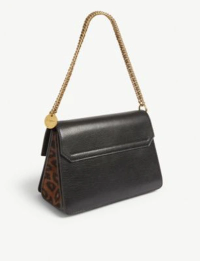 Shop Givenchy Leopard Print Gv3 Shoulder Bag In Black/chestnut