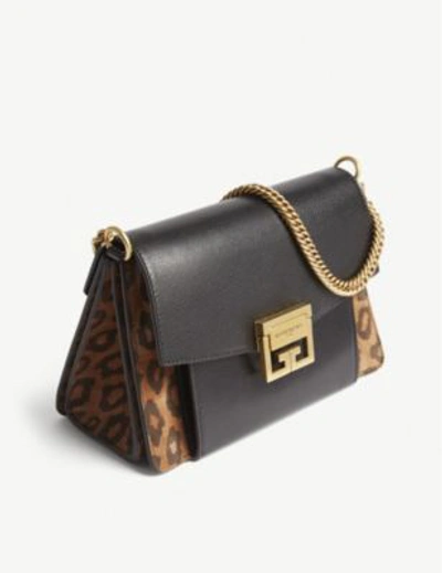 Shop Givenchy Leopard Print Gv3 Shoulder Bag In Black/chestnut