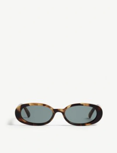 Shop Le Specs Outta Love Oval-frame Sunglasses In Tort