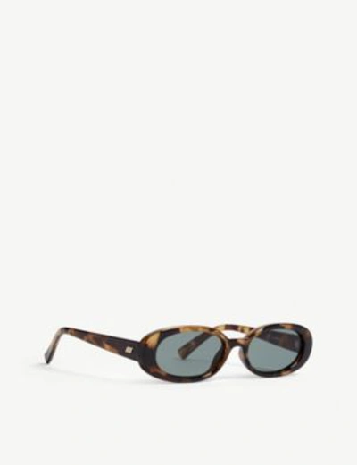 Shop Le Specs Outta Love Oval-frame Sunglasses In Tort