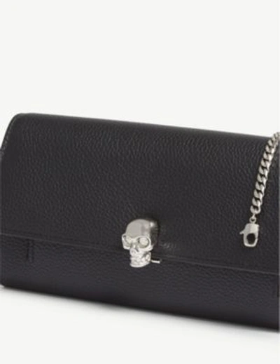 Shop Alexander Mcqueen Skull Leather Wallet-on-chain In Black Silver
