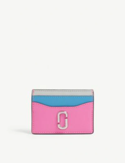 Shop Marc Jacobs Snapshot Leather Card Holder In Bright Pink Multi