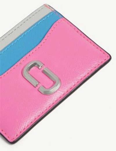 Shop Marc Jacobs Snapshot Leather Card Holder In Bright Pink Multi