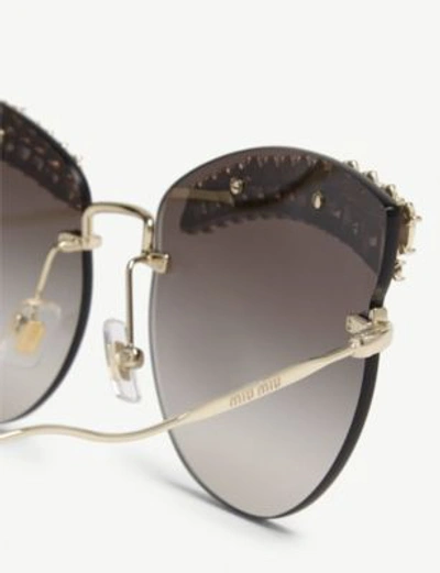 Shop Miu Miu Smu58t Frameless Cat-eye Sunglasses In Gold