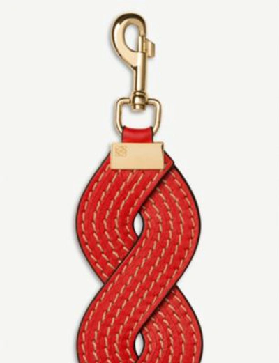 Shop Loewe Scarlet Red Woven Wavy Stitches Leather Strap