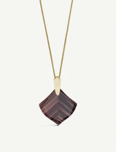 Shop Kendra Scott Aislinn 14ct Yellow-gold Plating And Brown Dusted Glass Stone Necklace