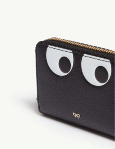 Shop Anya Hindmarch Eyes Small Zip Around Leather Purse In Black Capra