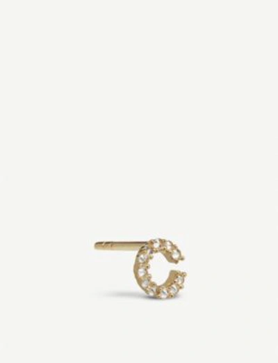 Shop Annoushka Initial C 18ct Gold And Diamond Stud Earring In 18ct Yellow Gold