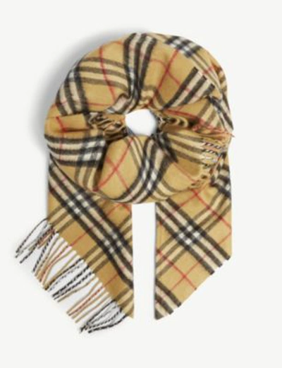 Shop Burberry Vintage Check Cashmere Scarf In Antique Yellow