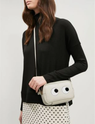 Shop Anya Hindmarch Eyes Mini Leather Cross-body Bag In Chalk