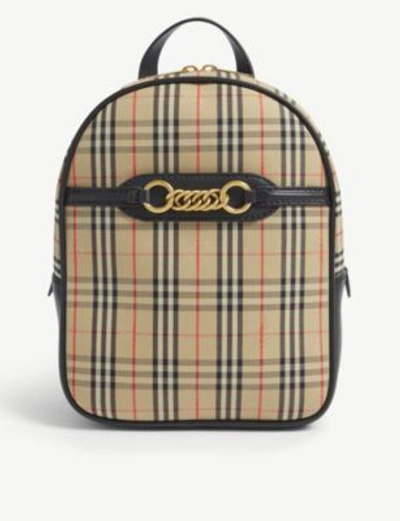 Shop Burberry Women's Black 1983 Checked Link Backpack In Black Check