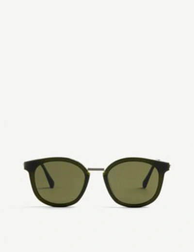 Shop Gentle Monster Dim Acetate And Stainless Steel Sunglasses In Khaki/olive