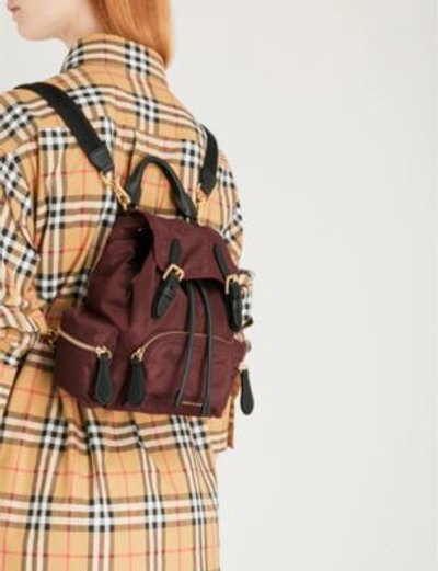 Shop Burberry Burgundy Small Cross Body Rucksack