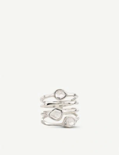 Shop Monica Vinader Siren Cluster Sterling Silver And Quartz Cocktail Ring In White
