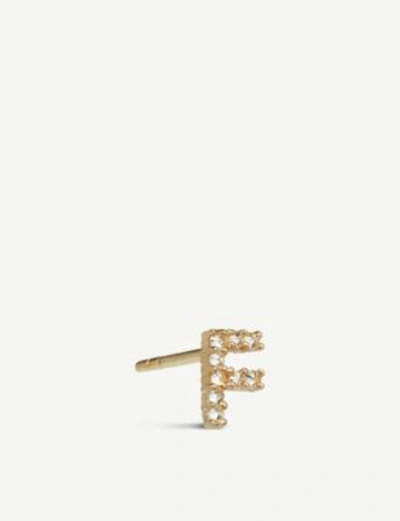 Shop Annoushka Initial F 18ct Gold And Diamond Stud Earring In 18ct Yellow Gold