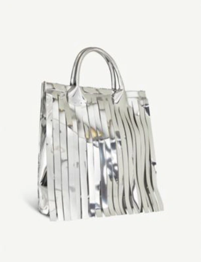 Shop Mm6 Maison Margiela 流苏 金属的 人造-皮革 手提包 袋 In Silver