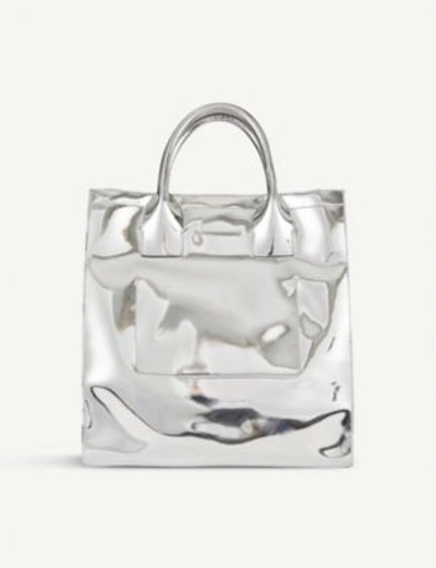 Shop Mm6 Maison Margiela 流苏 金属的 人造-皮革 手提包 袋 In Silver