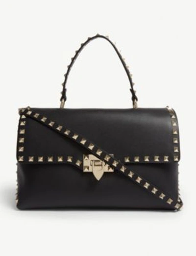 Shop Valentino Women's Black Rockstud Leather Tote Bag