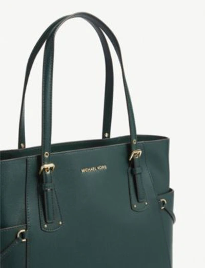 Shop Michael Michael Kors Voyager Leather Tote In Racing Green