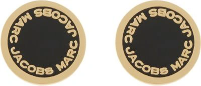 Shop Marc Jacobs Enamel Disc Stud Earrings In Black/oro
