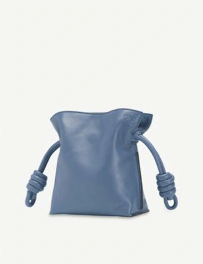 Shop Loewe Flamenco Knot Mini Leather Bag In Varsity Blue