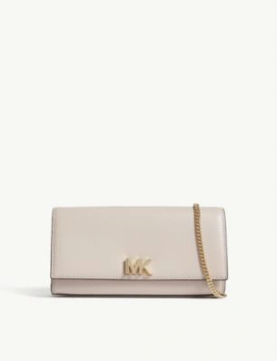 Shop Michael Michael Kors Mott Leather Clutch In Soft Pink