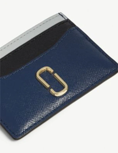 Shop Marc Jacobs Leather Cardholder In Blue Sea Multi