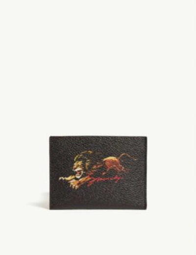 Shop Givenchy Lion-print Leather Cardholder In Multicol