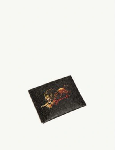 Shop Givenchy Lion-print Leather Cardholder In Multicol
