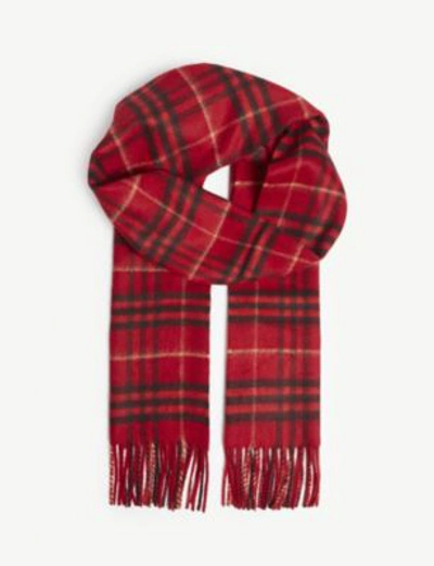 Shop Burberry Vintage Check Cashmere Scarf In Military Red