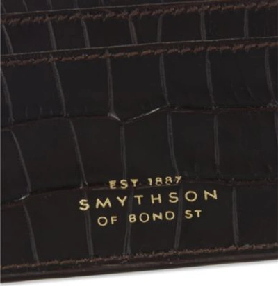 Shop Smythson Mara Crocodile-embossed Leather Card Holder In Black