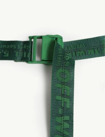 Shop Off-white Logo Industrial Tape Canvas Belt In Green