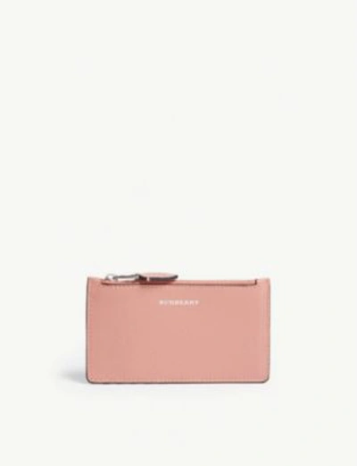 Shop Burberry Dusty Rose Pink Somerset Grained Leather Card Holder