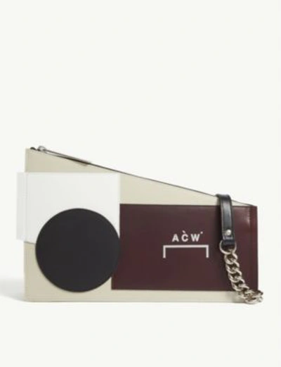 Shop A-cold-wall* Corbusier Shapes Leather Clutch In Maroon  Black Cream