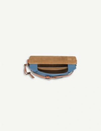 Shop Loewe Gate Small Leather Shoulder Bag In Varsity Blue/pecan