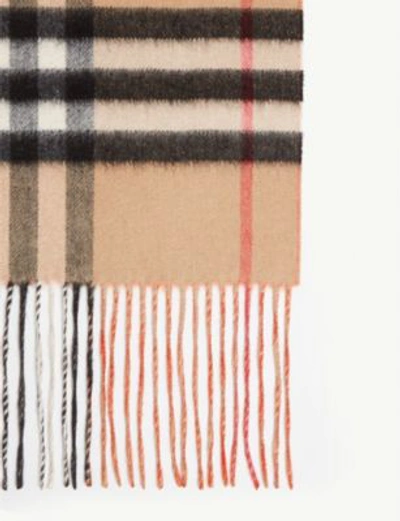 Shop Burberry Cashmere Double-faced Check Scarf In Bright Orange Red